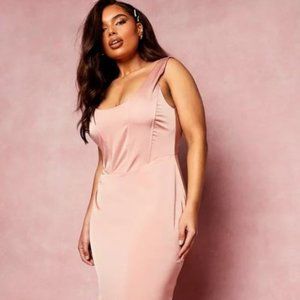 Plus Occasion Drape Hourglass Maxi Dress Blush